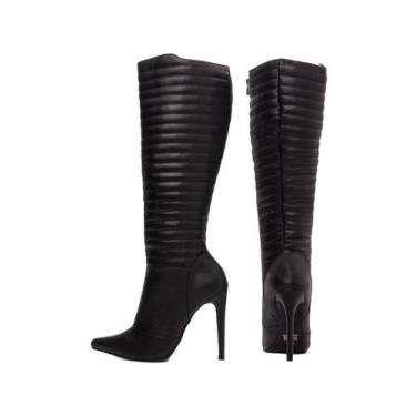 Imagem de Bota Cano Longo Salto Alto Stiletto Bico Fino Feminina 12cm - Torricel