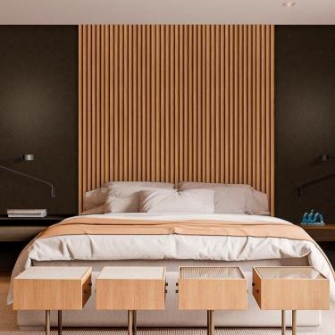 Imagem de Cabeceira Ripada Para Cama De Casal 140 Cm X 250 Cm Mdf E Mdp Nature Shop Jm