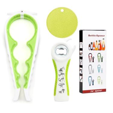 Imagem de Castrap 2025 Novo Conjunto De Abridores De Frasco 5 Em 1 Abridor De Garrafa De Cerveja 4 Em 1 Abridor De Tampa De Cozinha Abridor De Lata Multifuncional Para Uso Doméstico (3PCS- verde claro)