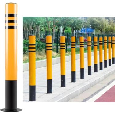Imagem de Poste De Poste De Amarração De Estacionamento De Segurança De Aço, Controle De Tráfego De Tubo De Revestimento Em Pó Amarelo De Altura Para Calçadas, Marcadores, 2pck, 100cm/39.3in