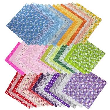 Imagem de 42 peças quadradas de tecido de algodão para acolchoamento, 25 x 25 cm, estampas florais e estampadas, pacote pré-cortado para costura DIY