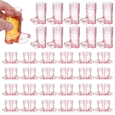 Imagem de UNICRAFTALE 40 peças de copos de shot de bota de caubói decoração mini copos de plástico caubói ocidental bonitos copos de coral claro reutilizáveis para decorações de casamento tema de galinha caubói