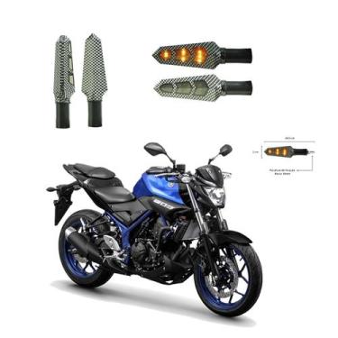 Imagem de KIT 4 Luz Seta Esportiva Pisca Led de Carbono Modelo P03 para Moto MT0