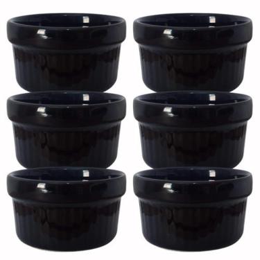 Imagem de Kit 6 ramequim cerâmica preto molheira forno ramekim 100ml - Porto Seg