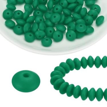 Imagem de HARFINGTON 100 contas de silicone 12 mm contas focais de borracha de lentilha a granel para canetas, chaveiro, pulseira, colar, artesanato, faça você mesmo, verde de Natal