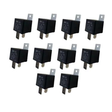 Imagem de Kit 10 Rele Auxiliar Universal 12V 70A 4 Terminais Suporte - DNI