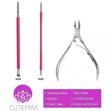 Imagem de Palito unha  Espátula mista  Manicure Podologia  com Alicate Cutemax