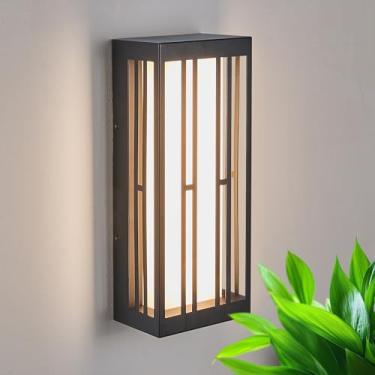 Imagem de Tarentlight Luzes de parede externas, IP65 à prova d'água e antiferrugem, luz de varanda LED de 1700 lúmens, escurecimento triac, metal preto texturizado com sombra de acrílico branco e classificação