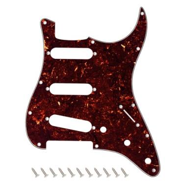 Imagem de Banworks 4 Ply Strat SSS Pickguard 11 furos para guitarra elétrica Pickguard placa para USA/Mexican Fender Modern Style Standard Stratocaster ST JT/HB-01 marrom escuro tartaruga