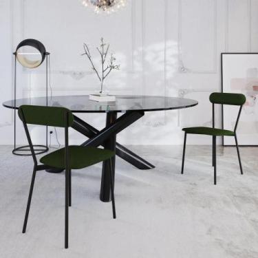 Imagem de Cadeira de Jantar Avulsa Vintage Emília com Estrutura Preta - Metalig