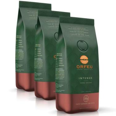 Imagem de Café em Grãos Premium Orfeu Intenso Kit 3 Pacotes de 250g