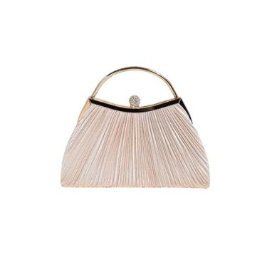 Imagem de SweatyRocks Mini bolsa feminina plissada com glitter elegante para noite, Champanhe, one_size