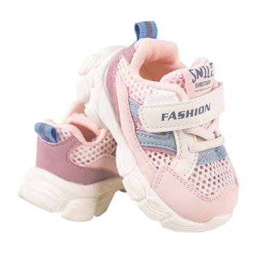 Imagem de Tênis para bebês meninas meninos branco caminhada descalço 18-24 meses tamanho 5 bico largo verão sola macia flexível dinossauro torcida tênis respirável futebol ao ar livre borracha tênis, rosa, 17