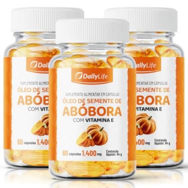 Imagem de Kit 3x Oleo de Semente de Abobora 1400mg 100% Natural Enriquecida com Vitamina E 60 Cápsulas Softgels - Daily Life