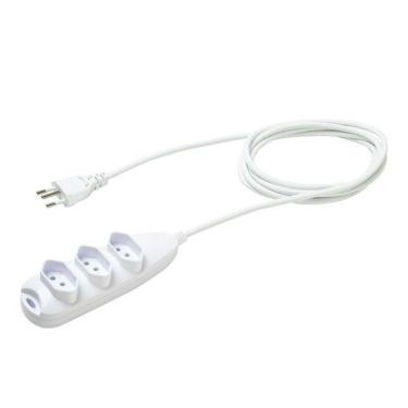 Imagem de Extensão elétrica 3 tomadas 3 pinos 10A 5m Branca Intelbras