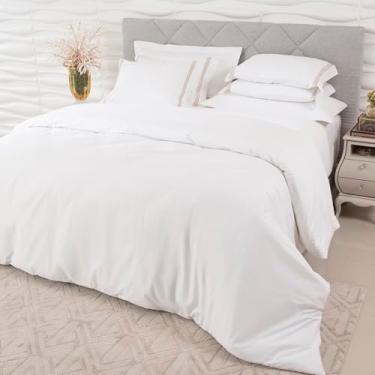 Imagem de Plumasul Jogo de Cama Essenze Lato 100% Algodão Percal 200 Fios Solteiro 3 peças Cor Branco Festone Gold