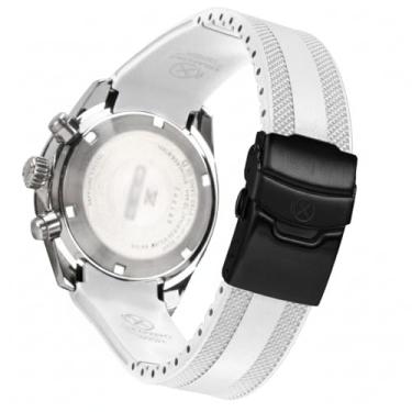 Imagem de Pulseira de relógio StrapXPro de borracha curva de 20 mm de substituição para Seiko Prospex Speedtimer SSC813, SSC815, SSC817, SSC819, SSC909, SSC917, SSC933, Branco com fecho preto, 20mm