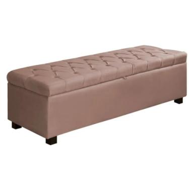 Imagem de Puff Baú Casal 1,20m Veludo Sapateira - Bau Organizador para Quarto com Banco - Móveis para Quarto Baú Organizador(rosa)