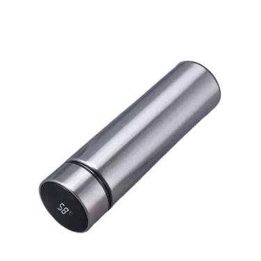 Imagem de Garrafa Térmica 500ml Portátil Termômetro Inox Display Led Material de Aço Inoxidável, (Cores Sortidas) (Prata)