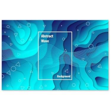Imagem de Quadro Decorativo com Estampa Paper Wave Cut Liquid Blue 30 x 30 Papel 1 unidade