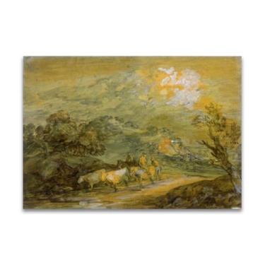 Imagem de RYLJCZ Pintura mural famosa (Upland Landscape) by Thomas Gainsborough- Reproduções impressas em tela- quadros para decoração de sala de estar(70 x 98 cm (27,6 x 38,5 pol) / sem moldura)