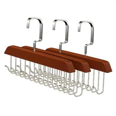 Imagem de Kit 4 Cabide de Madeira Multi-uso Para Cintos Gravatas Cachecóis Sutiãs Colares Organizador em Geral(3 peças)