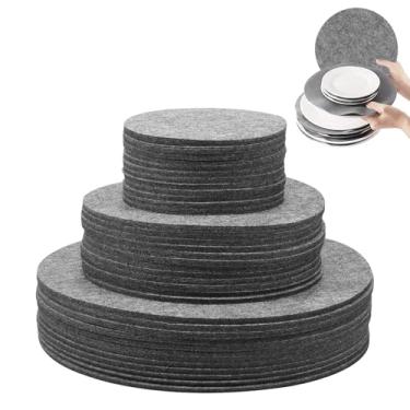 Imagem de 84/144 peças divisórias de armazenamento de placas, separadores de placas de feltro, protetores de armazenamento de placas, protetores de prato redondos da China, divisórias de placa de feltro macio