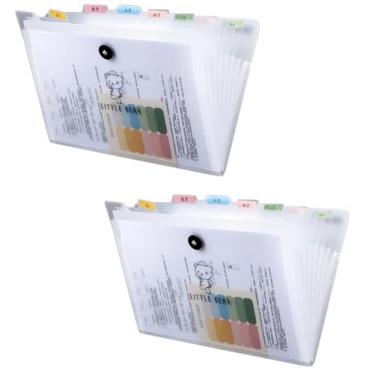Imagem de Bolsa de armazenamento de documentos, pacote com 2, 8 camadas, tamanho A4, plástico, 33 x 23 cm, envelopes de pasta de arquivo de sarja transparente com fecho de pressão (grade de 8)