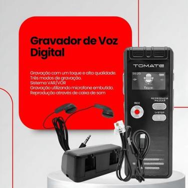 Imagem de Gravador de Voz Digital 8GB Com Tela LCD Tomate MT-559