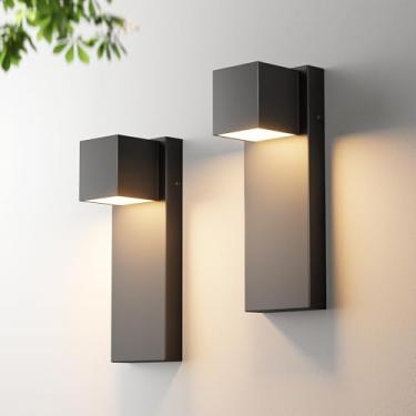 Imagem de Aoceley Pacote com 2 lâmpadas de parede LED modernas de 33.0 cm, arandelas de parede com fio para varanda e pátio de 16 W, 3000 K, de alumínio, metal, à prova d'água, IP65, para casa, porta, garagem