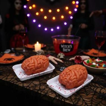 Imagem de Kit Decoração De Halloween C/ 2 Cérebros Humano Na Bandeja - CM Presen
