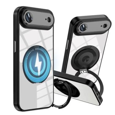 Imagem de Wousunly Compatível com 17 Air capa transparente com suporte magnético, capa de telefone para 17 Air Soft Slim com anel Kickstand capa protetora à prova de choque capa traseira resistente a arranhões