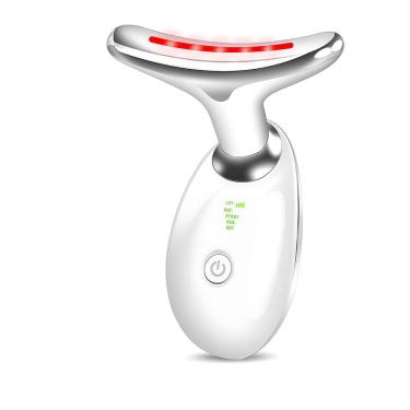 Imagem de Massageador Facial Eletrico Pescoço Led Lift Fototerapia Anti Rugas Usb Branco