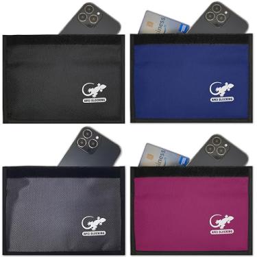 Imagem de Gecko Travel Tech Bolsa Faraday antirastreamento GPS RFID bloqueador de sinal de carro carteira protetora bolsa protetora para celular, chave de carro FOB, privacidade de dados, segurança de