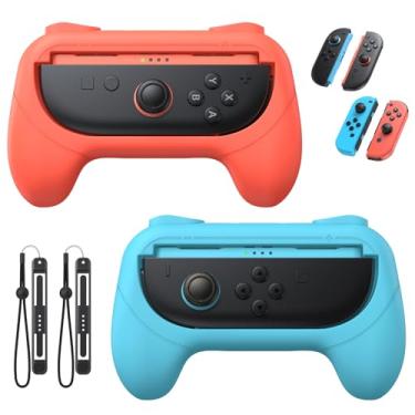 Imagem de Kinwin Punhos para Nintendo Switch 2/Switch 1/Switch OLED para Joy-Con, kit de alça de controle antiderrapante, acessórios de suporte para controle JoyCon 2, para Mario Kart World/8 Deluxe, pacote com