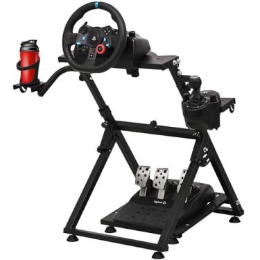 Imagem de CXRCY Racing Wheel Stand with Cup Holder Height Adjustable & Foldable Steering Wheal Stand Compatible with Logitech G920 G29 G27 G25 Gaming Cockpit (Wheel and Pedals Not Included)