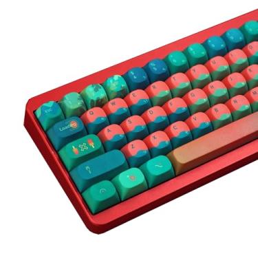 Imagem de Teclado PBT japonês vermelho e verde com tema melancia, teclas de perfil MA personalizadas Dye Sub para teclado mecânico de jogos com layout ANSI, 118 teclas