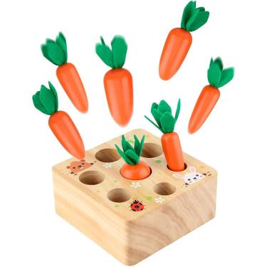 Imagem de Rechiato Montessori Brinquedos para 1 Ano de idade, Jogo de classificação do tamanho da cenoura, brinquedos montessori de madeira para bebês 6-12 mese