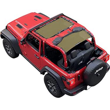 Imagem de Shadeidea JL Protetor solar para Jeep Wrangler 2 portas (2018-2023), frente e traseira - Tanque tela de malha verde Wrangler capa superior macia, bloqueador de UV com bolsa de garra - 10 anos de