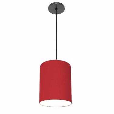 Imagem de Lustre Luminária Pendente Vivare Free Lux Pe-4102pr Cúpula Em Tecido 13x30cm Bordo Canopla Preta E Fio Preto