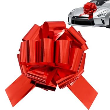 Imagem de TONIFUL Arco vermelho grande de 50,8 cm - folha de alumínio grande arco de puxar gigante para mesa, carro, bicicletas, brinquedos grandes, candidatos, decoração de porta da frente, embrulho de