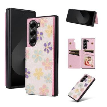 Imagem de Asuwish Capa de celular para Samsung Galaxy Z Fold 6 5G 2024 carteira com flor de luxo couro PU porta-cartão de crédito slot filme suporte suporte ZFold6 Z6 G Fold6 6Z mulheres meninas flores
