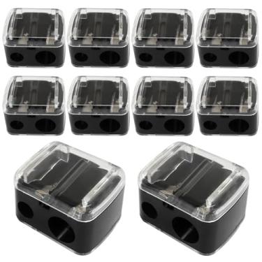 Imagem de Murtenze Pacote com 10 apontadores de lápis cosméticos, apontador de delineador de orifício duplo para lápis de maquiagem (preto)