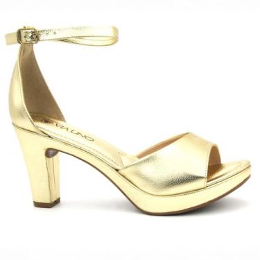 Imagem de Sandália Feminino Via Uno 411003 Salto Grosso Alto Meia Pata Calcanhar