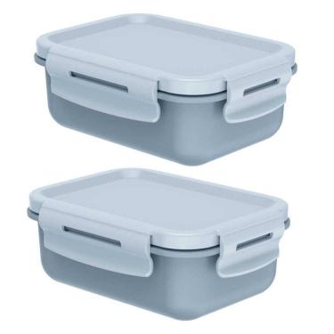 Imagem de Kit 2 Potes Marmita Hermética Ou Mini Marmitou Azul Glacial