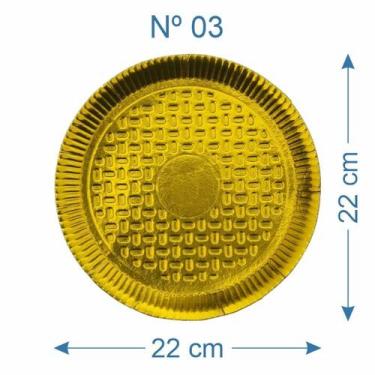 Imagem de 50 Prato de Bolo Salgado Laminado Dourado Nº3 - AAZ