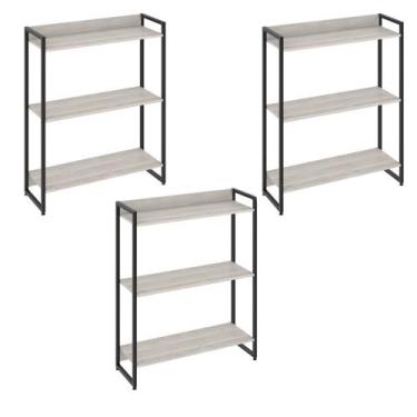 Imagem de Kit 3 Estantes Multiuso Escritório Industrial 3 Prateleiras Areta 104x