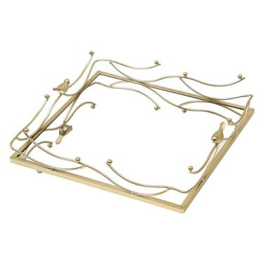 Imagem de YWJLQH Bandeja de Espelho Decorativa, Bandeja de Serviço Espelhada, Expositor, Penteadeira, Prato de Armazenamento para Sala de Estar, Bar, Pequeno