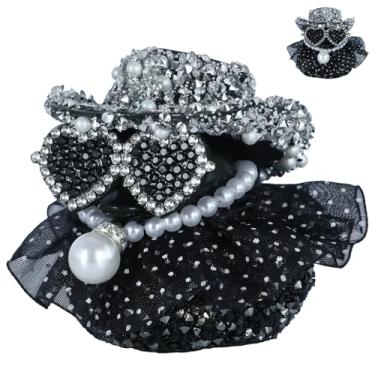 Imagem de Patos de borracha exclusivos com chapéu de diamante e óculos de sol de coração - decorações divertidas e legais de painel de carro, acessórios DIY de PVC premium para escritório, presente de casa