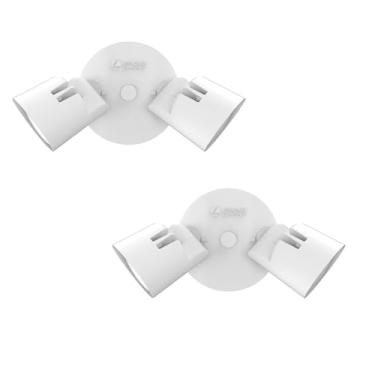 Imagem de Lithonia Lighting HomeGuard 2 luzes de LED para ambientes externos, luzes externas para montagem na parede ou no teto, branco frio 4000K, cabeças redondas, branco, pacote com 2 (HGX LED 2RH 40K 120 WH